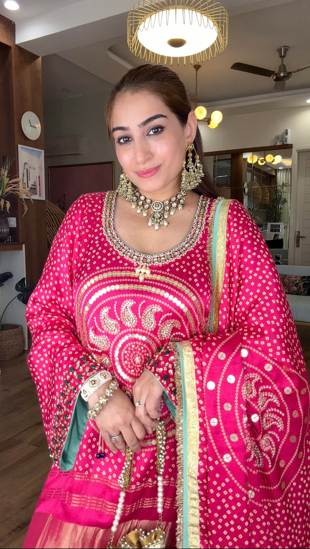 Bhandhej Gajji silk set