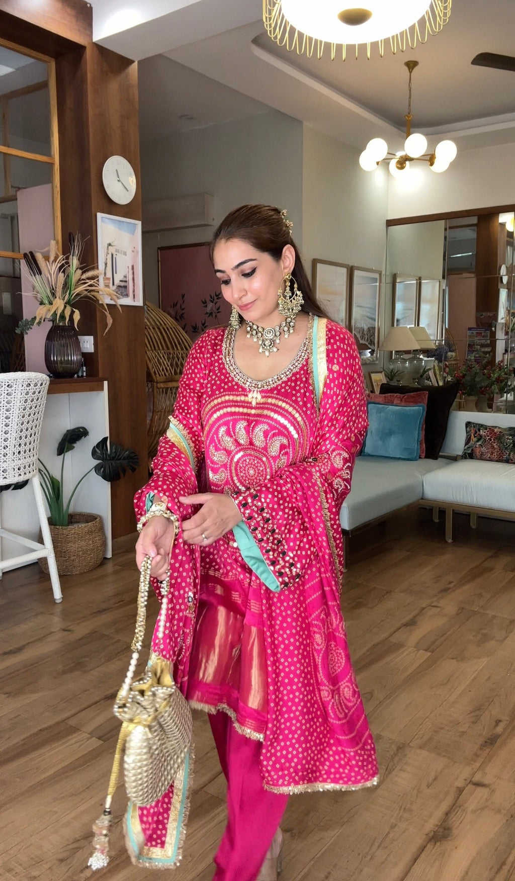 Bhandhej Gajji silk set