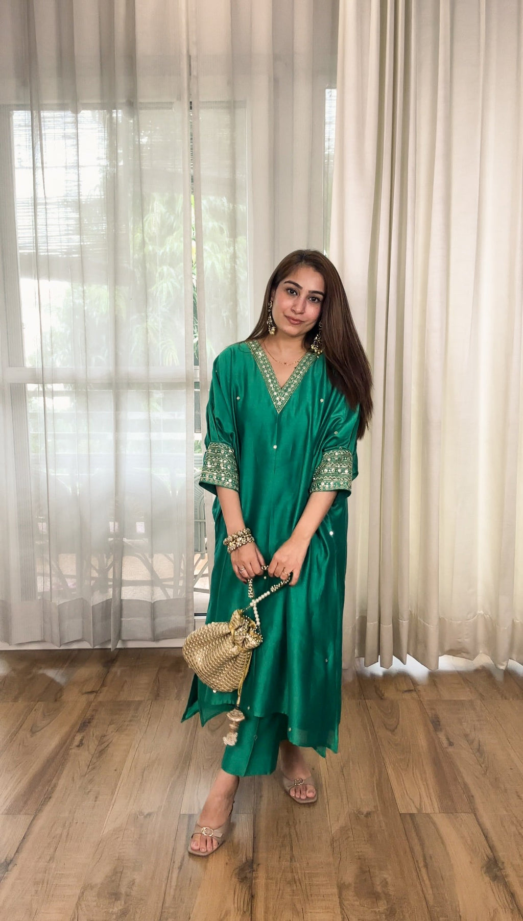 Chanderi Mirrorwork Antifit Set