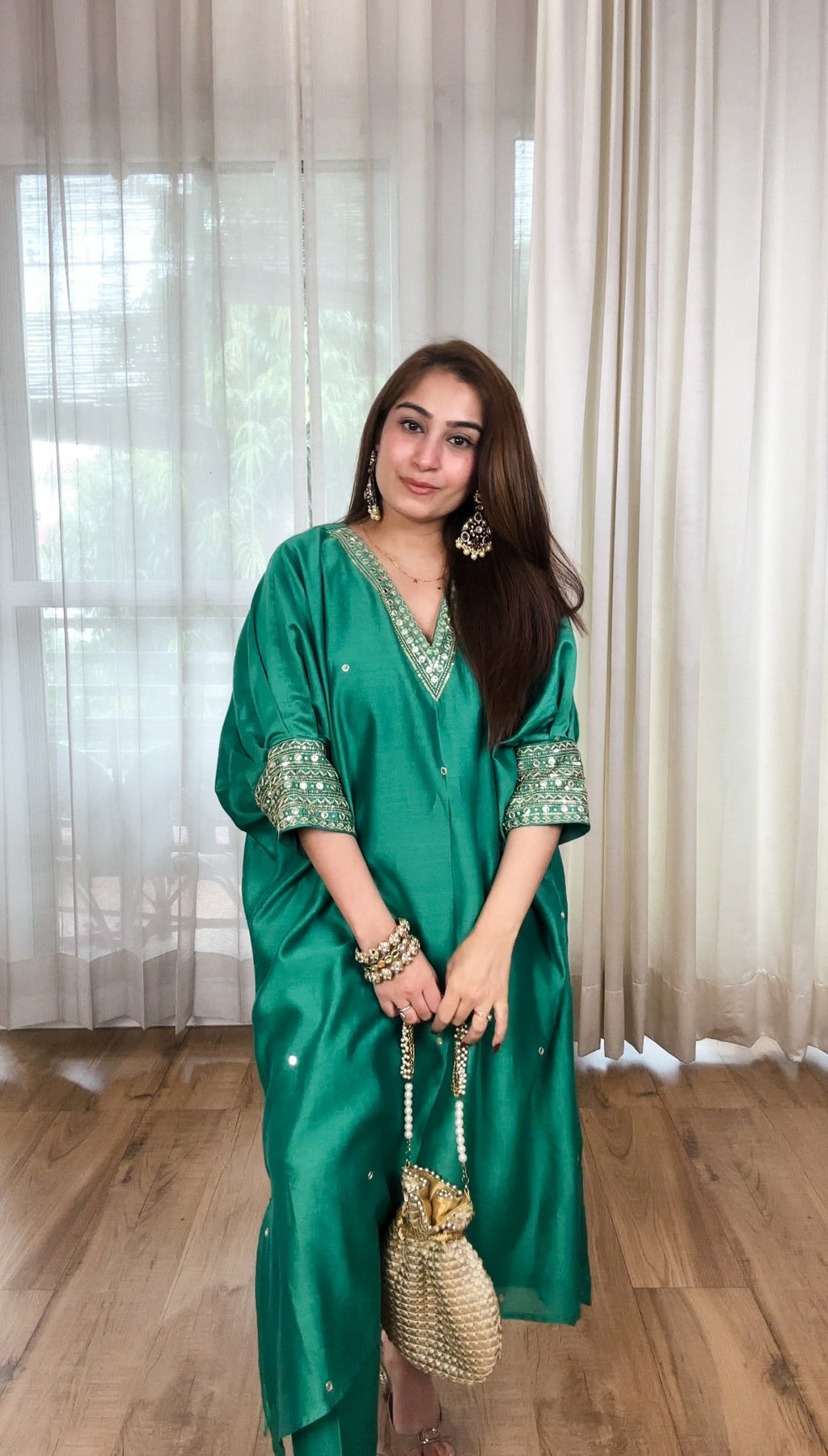 Chanderi Mirrorwork Antifit Set