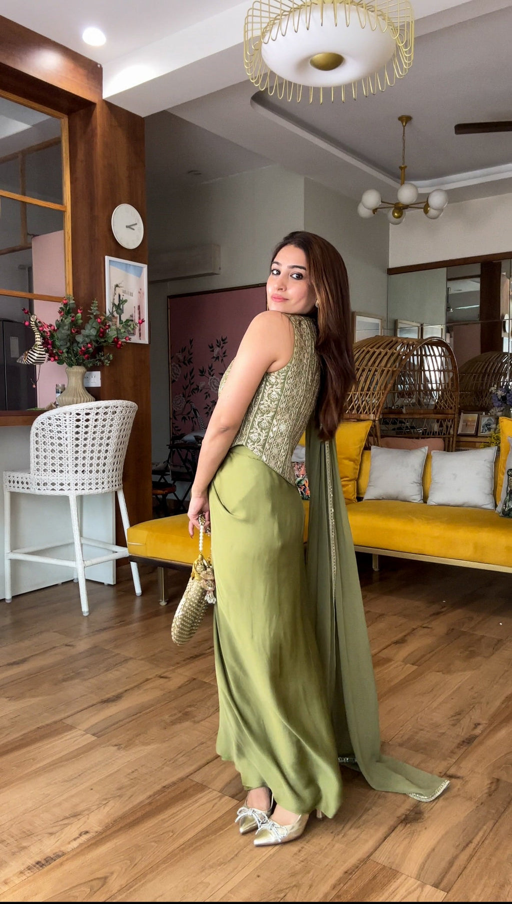 Olive Drape Gota Set