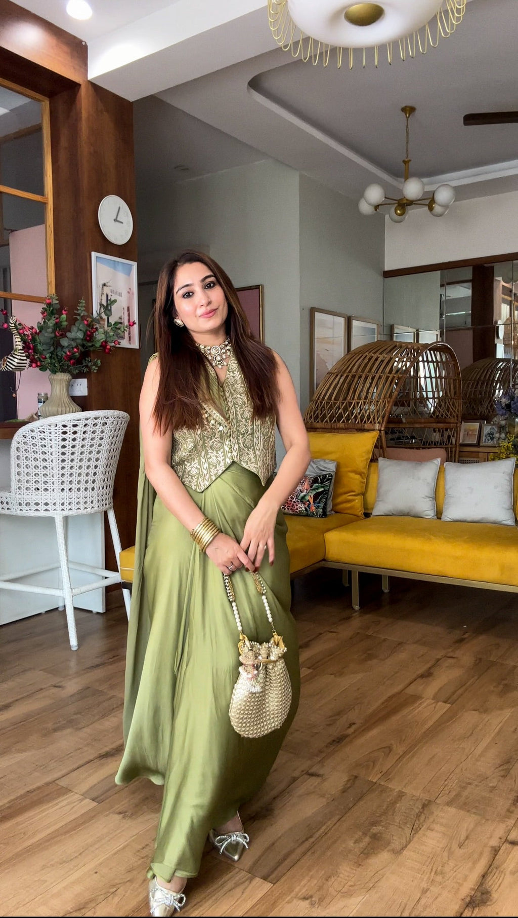 Olive Drape Gota Set