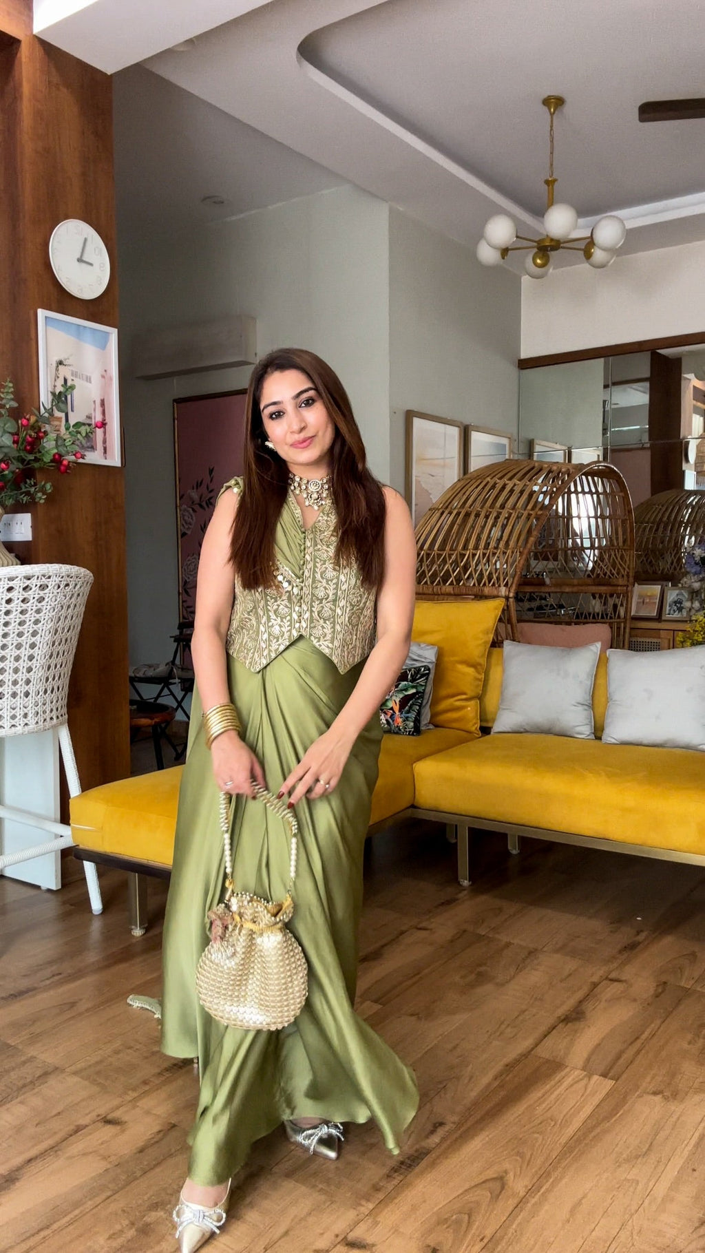 Olive Drape Gota Set