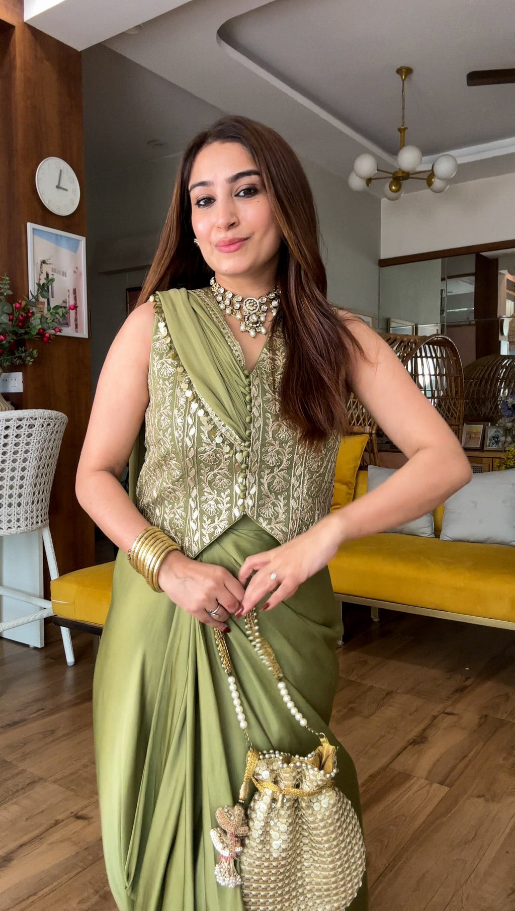 Olive Drape Gota Set