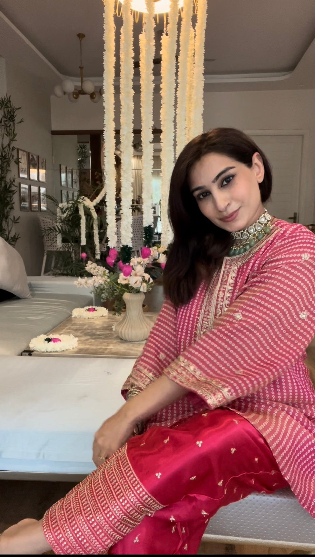 Bandhej tissue kurta with gaji silk salwaar set