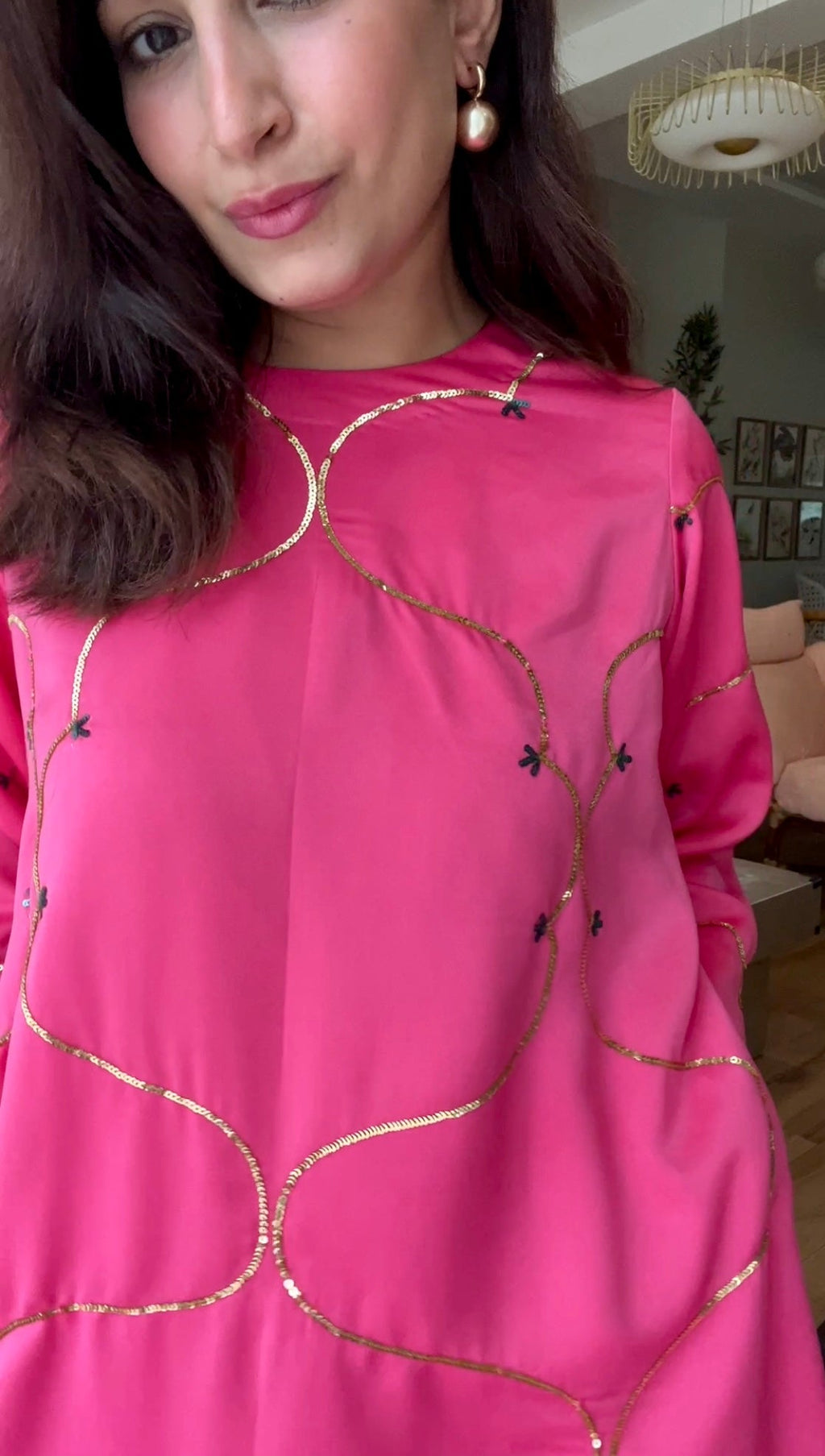 Indo western A line kurta set with hand embroidery