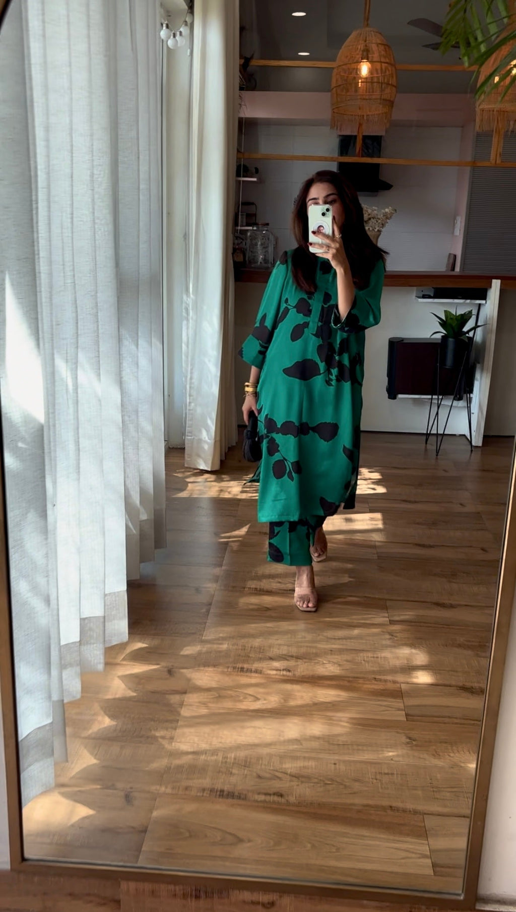 Floral Green Printed Kurta Set