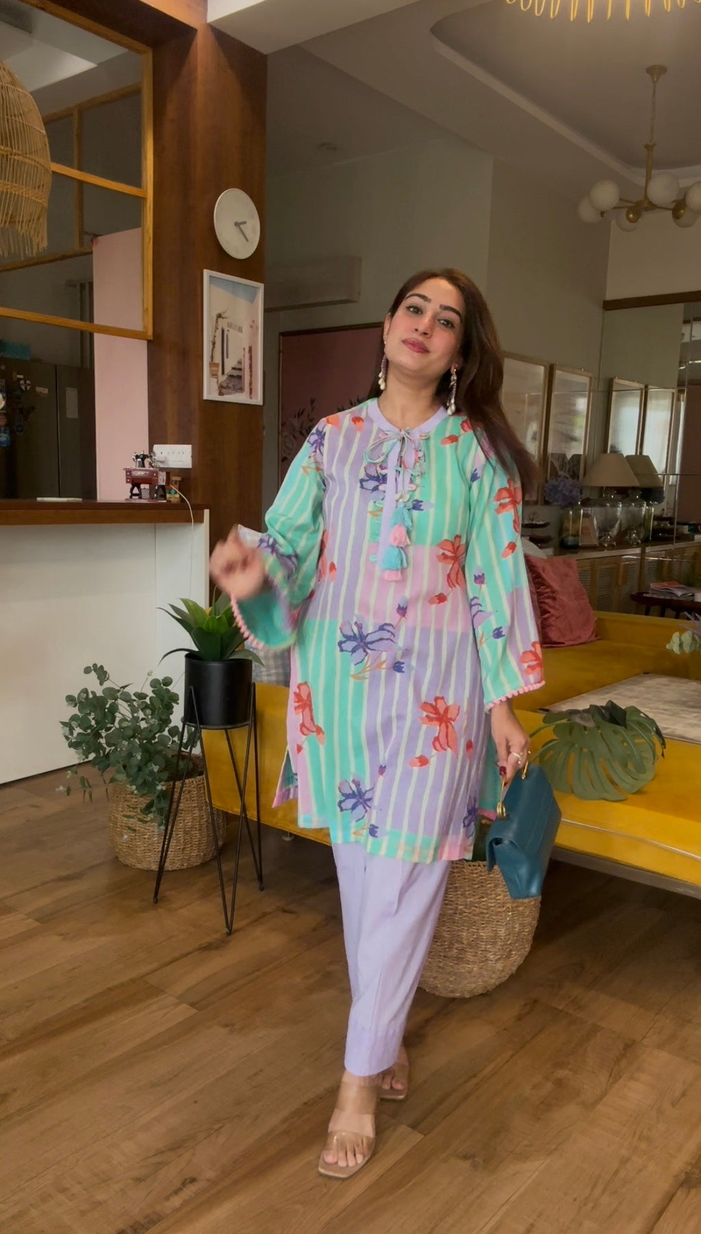 Floral Stripe Printed Co-ord Set