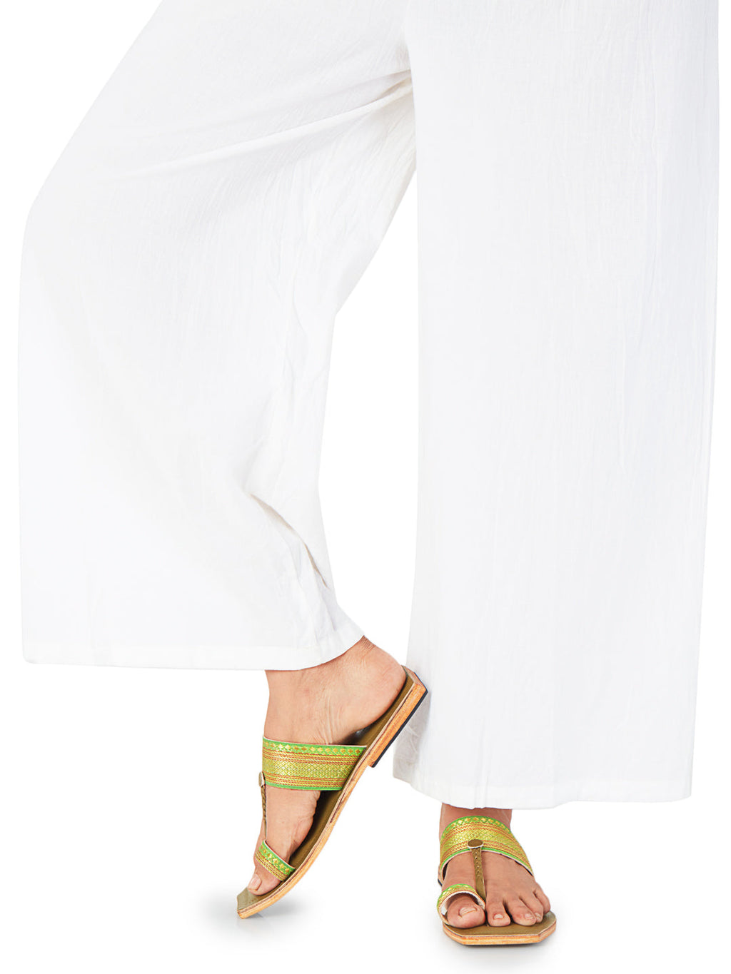 Jari Lime kolhapuri chappal for women
