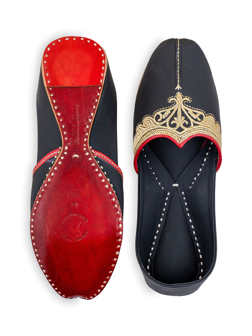 Kohinoor Black Leather Punjabi Jutti for Men