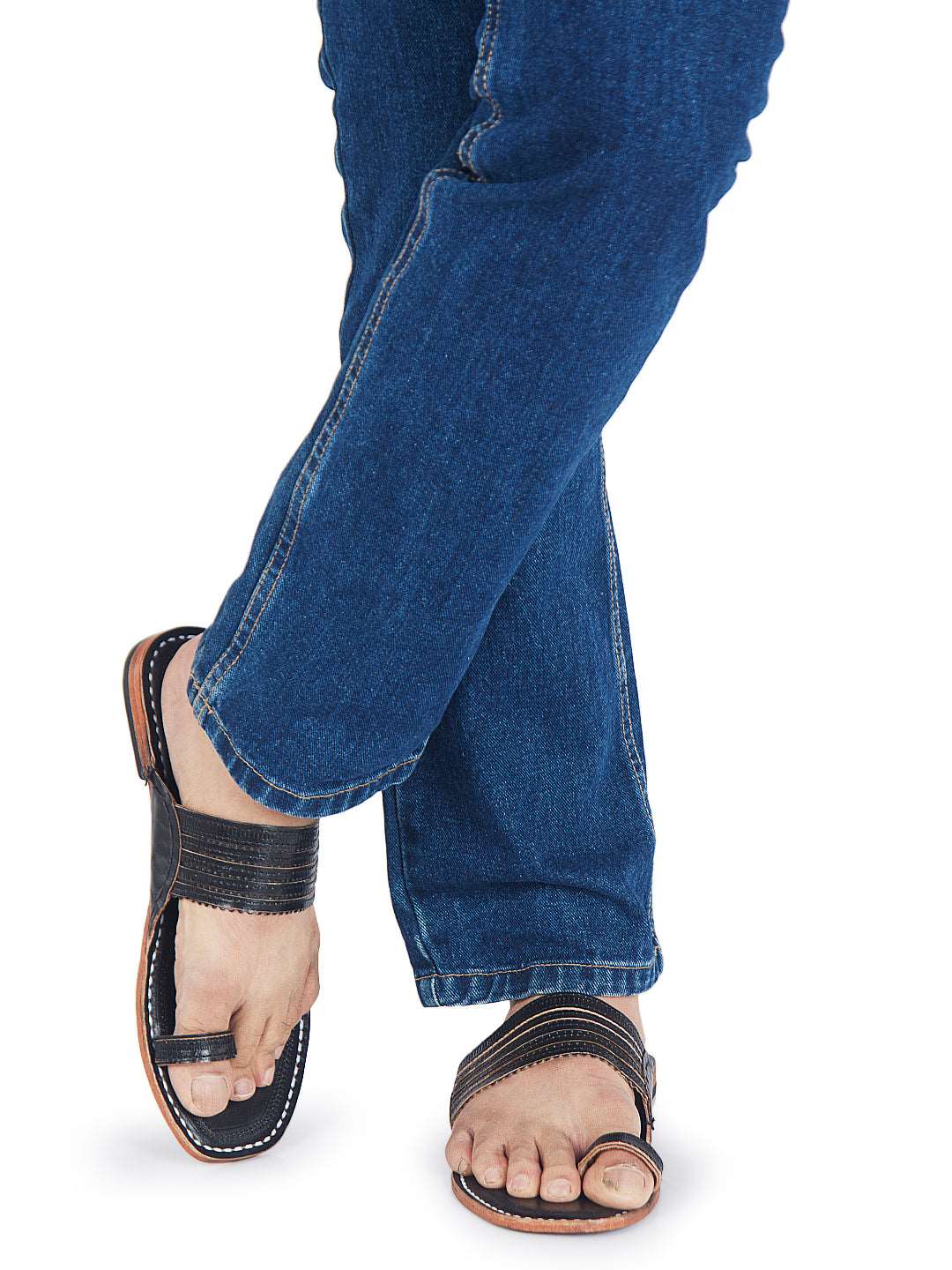 Stylish Black Toes - Men Kolhapuri Chappal
