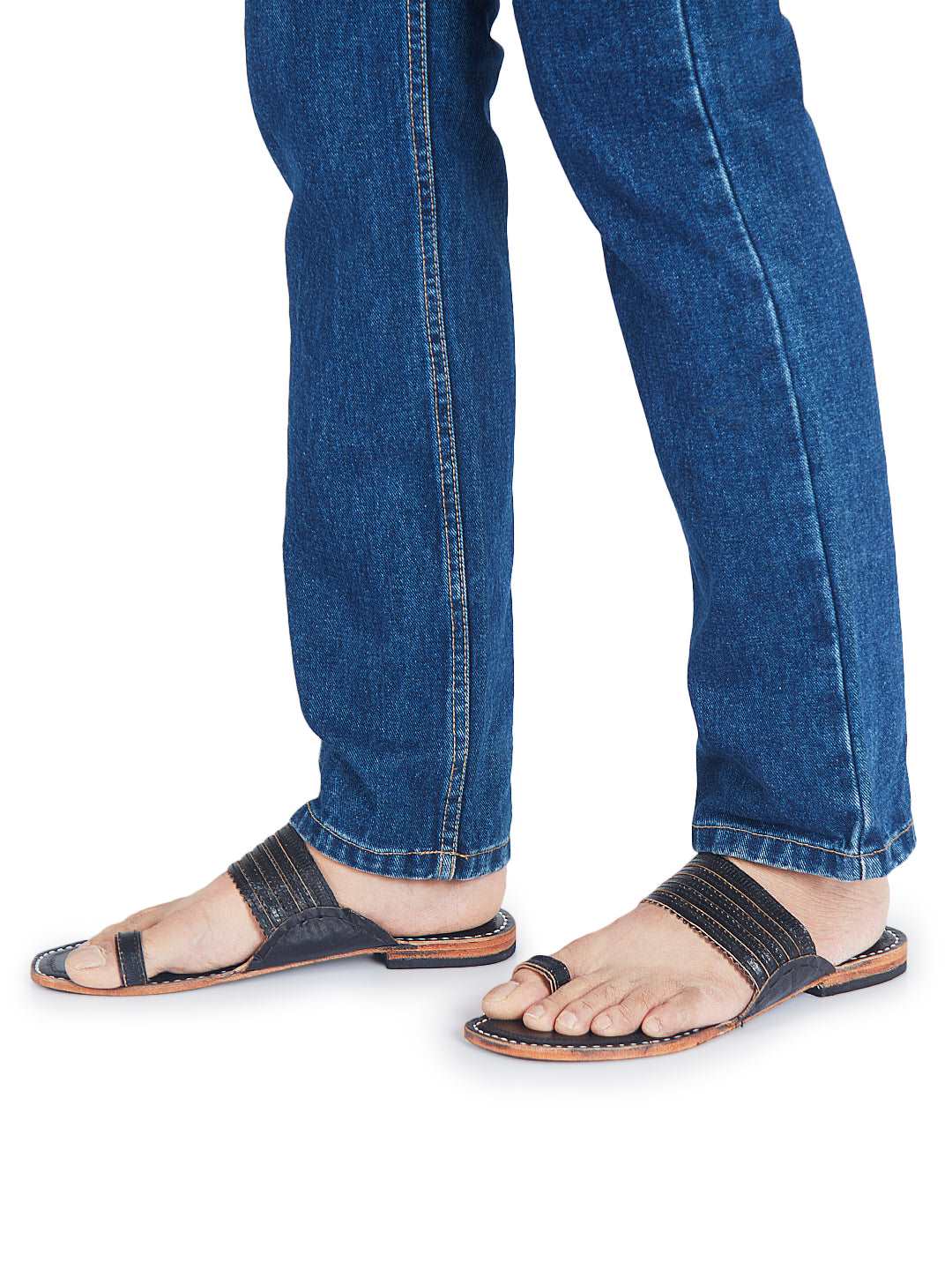 Stylish Black Toes - Men Kolhapuri Chappal