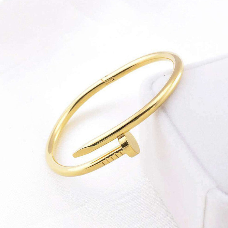 Gold, Rose Gold and Silver Plated Stainless Steel Anti Tarnish Nail Bracelet