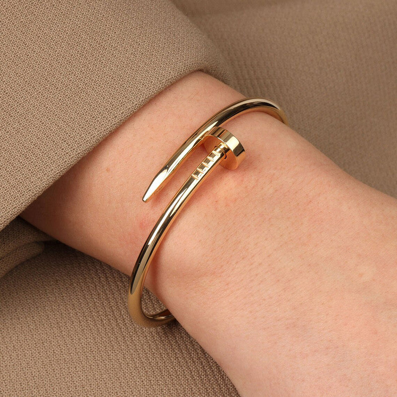 Gold, Rose Gold and Silver Plated Stainless Steel Anti Tarnish Nail Bracelet