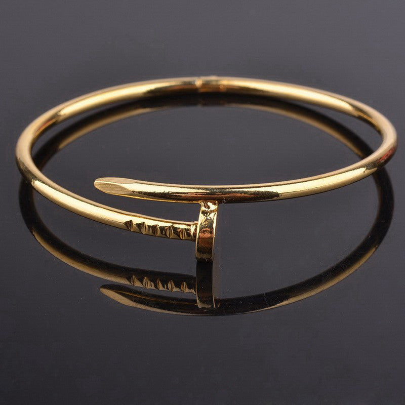 Gold, Rose Gold and Silver Plated Stainless Steel Anti Tarnish Nail Bracelet