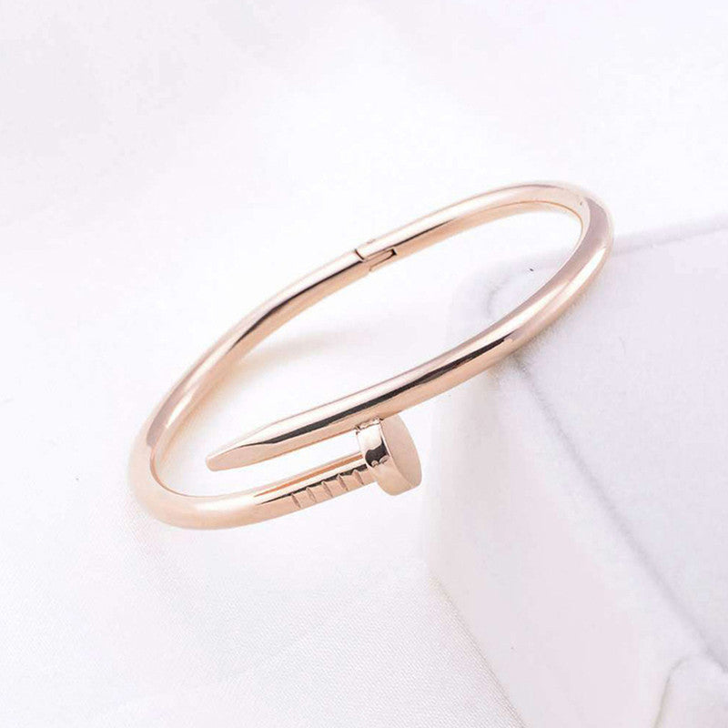 Gold, Rose Gold and Silver Plated Stainless Steel Anti Tarnish Nail Bracelet
