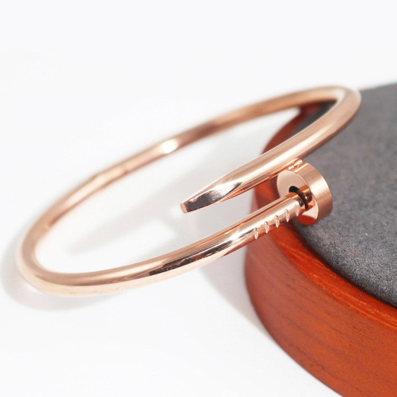 Gold, Rose Gold and Silver Plated Stainless Steel Anti Tarnish Nail Bracelet