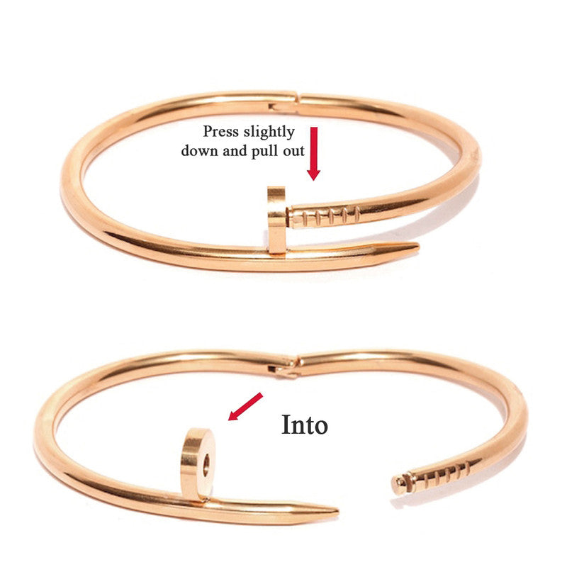 Gold, Rose Gold and Silver Plated Stainless Steel Anti Tarnish Nail Bracelet