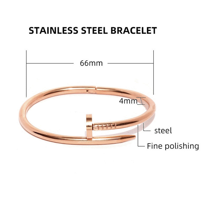 Gold, Rose Gold and Silver Plated Stainless Steel Anti Tarnish Nail Bracelet