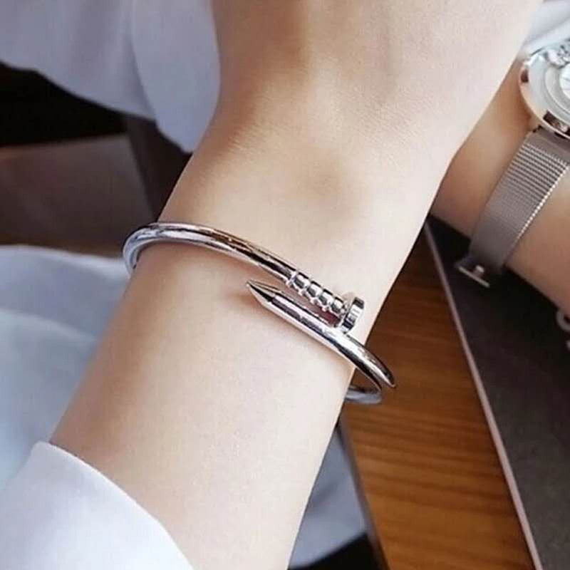 Gold, Rose Gold and Silver Plated Stainless Steel Anti Tarnish Nail Bracelet