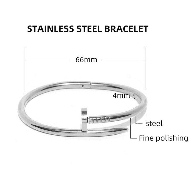 Gold, Rose Gold and Silver Plated Stainless Steel Anti Tarnish Nail Bracelet