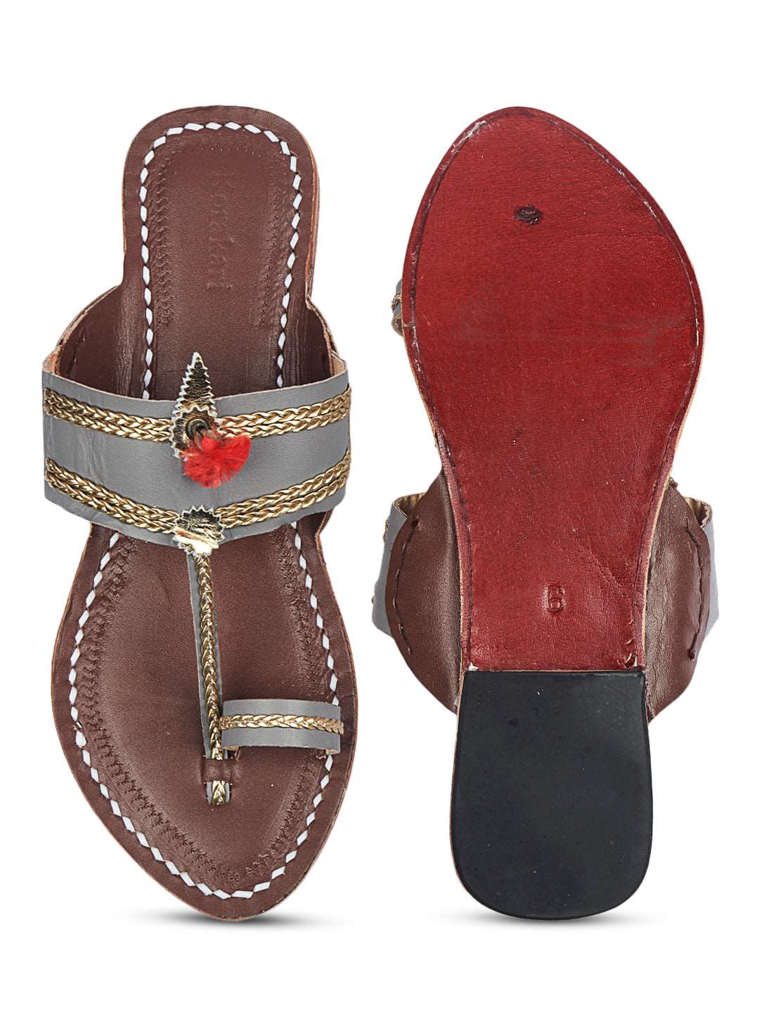 Headturner Grey- women's kolhapuri chappal
