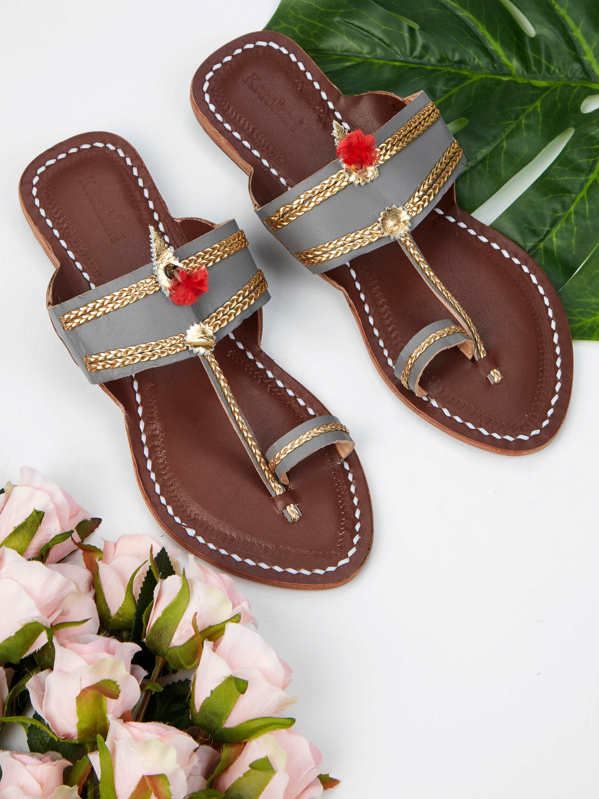 Headturner Grey- women's kolhapuri chappal