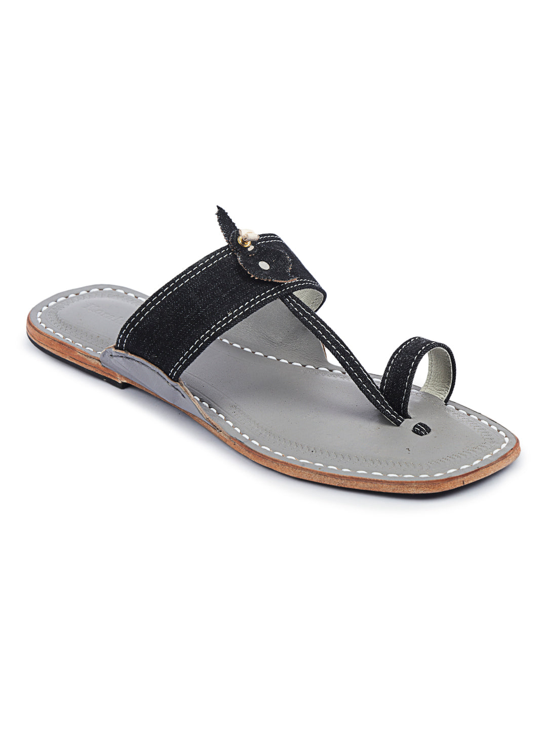 Black Denim Dapper - Kolhapuri Chappal Men