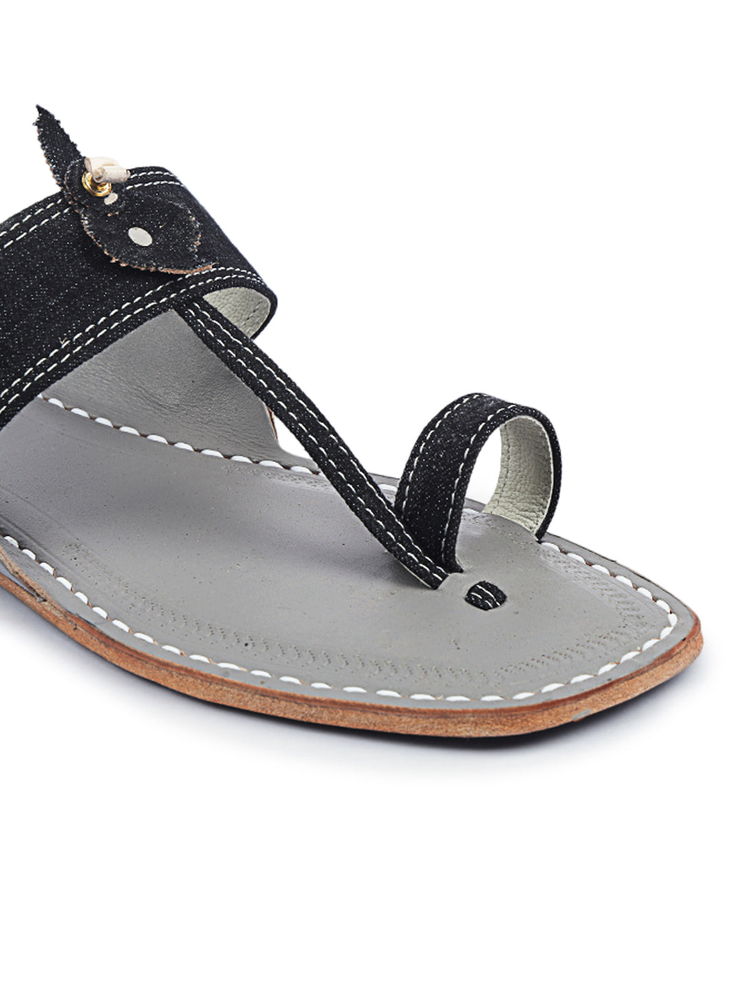 Black Denim Dapper - Kolhapuri Chappal Men
