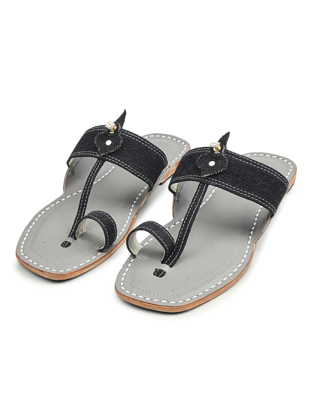Black Denim Dapper - Kolhapuri Chappal Men