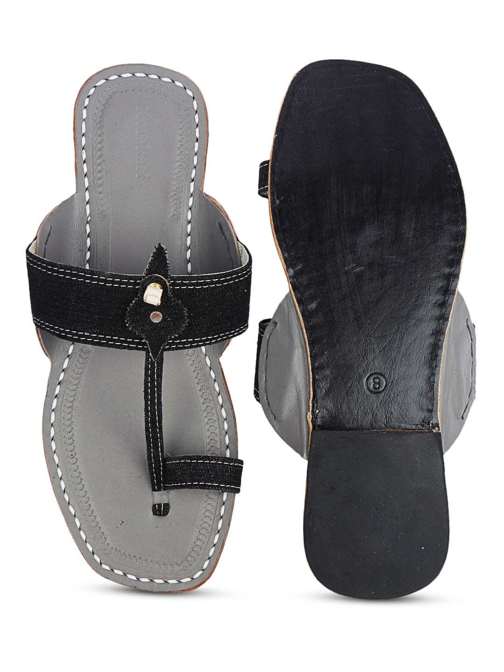 Black Denim Dapper - Kolhapuri Chappal Men