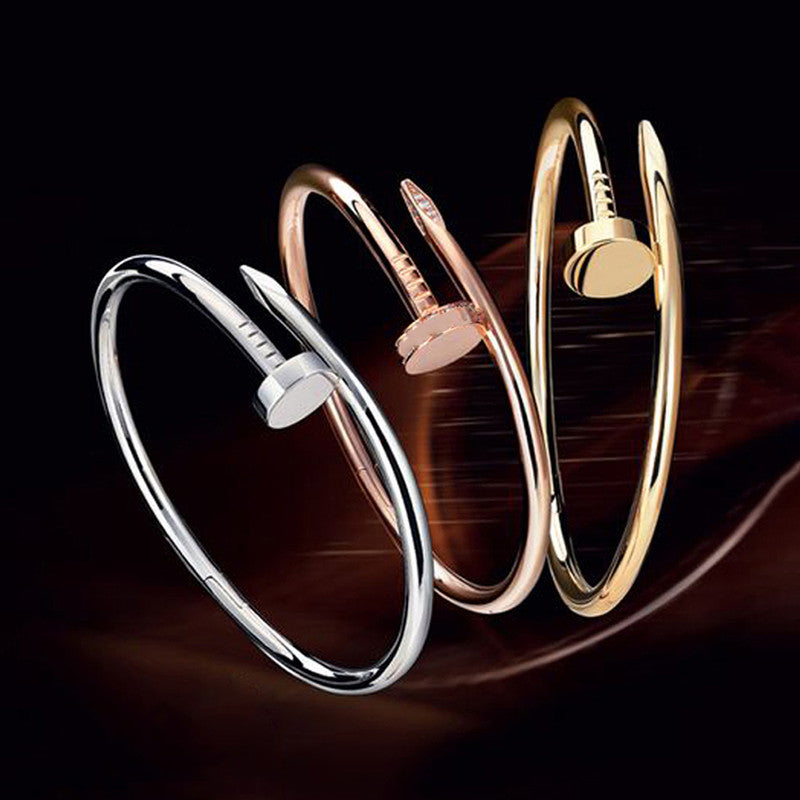 Gold, Rose Gold and Silver Plated Stainless Steel Anti Tarnish Nail Bracelet