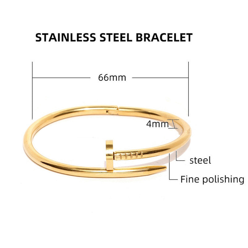 Gold, Rose Gold and Silver Plated Stainless Steel Anti Tarnish Nail Bracelet