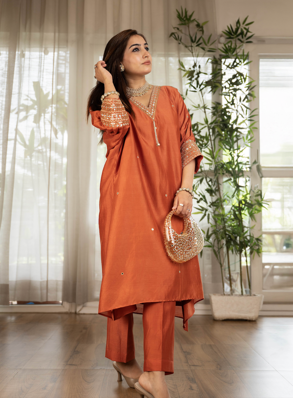 Chanderi Mirrorwork Antifit Set