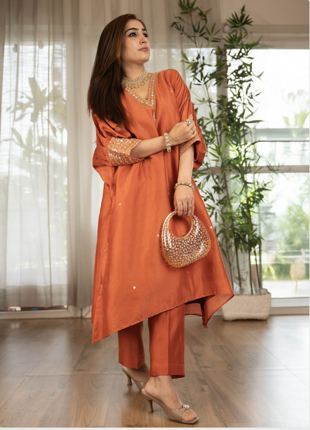 Chanderi Mirrorwork Antifit Set