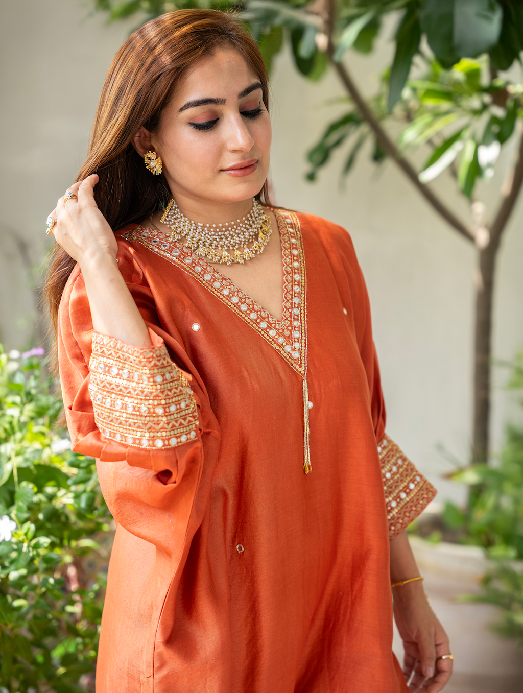 Chanderi Mirrorwork Antifit Set