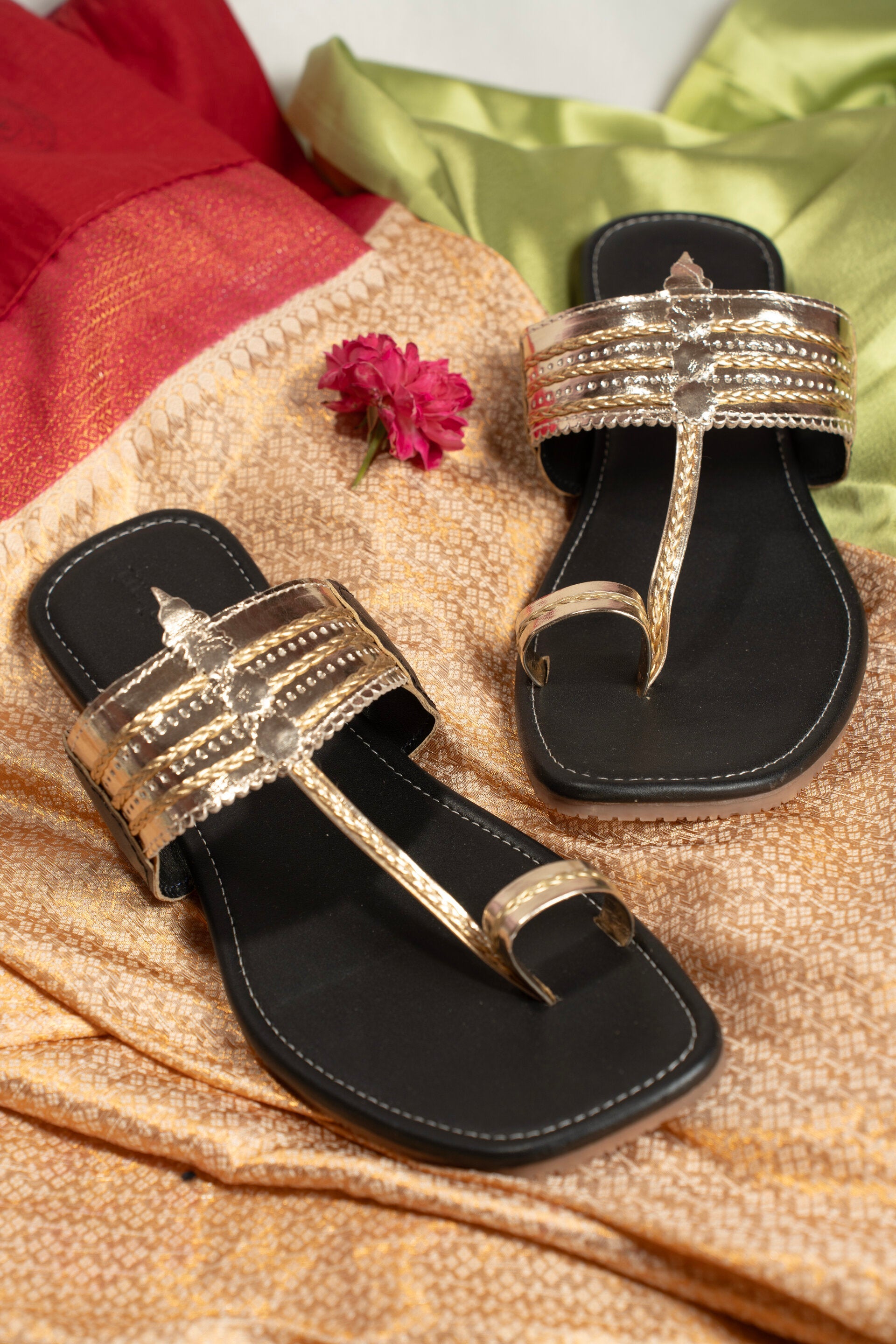 Golden Glow Walkers Kolhapuri Chappals for Women