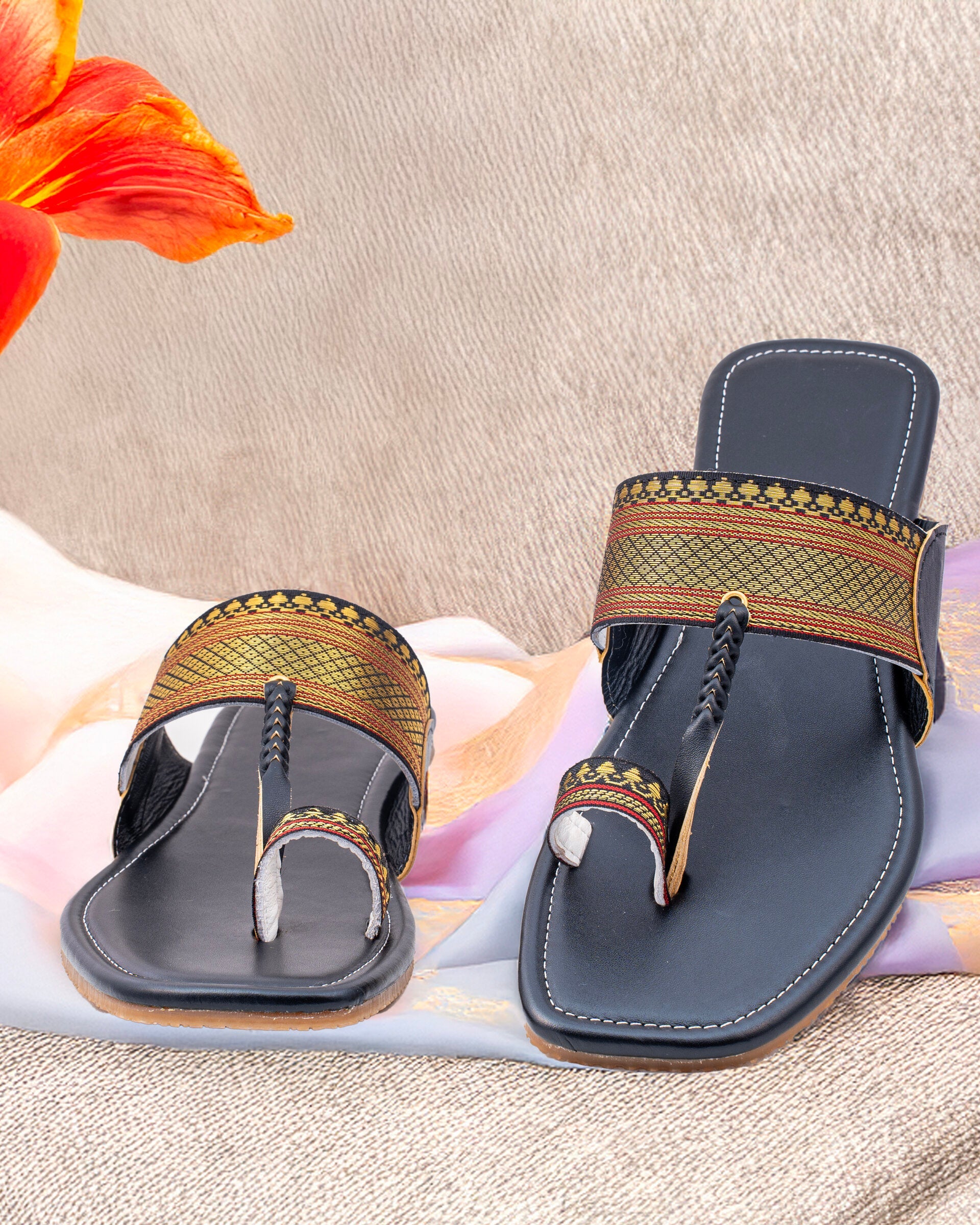 Ebony Black Kolhapuri for Women