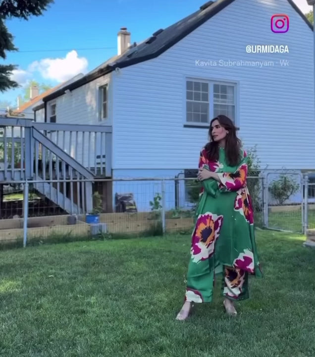 Printed Floral Kaftan Kurta Set