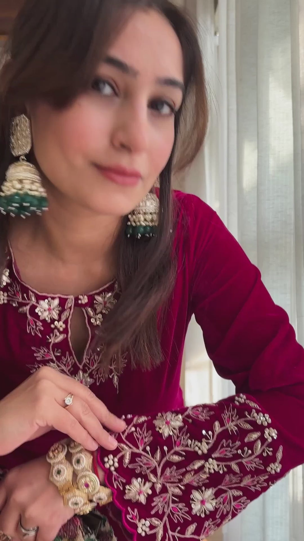 Velvet Hand Embroidery Co-ord Set