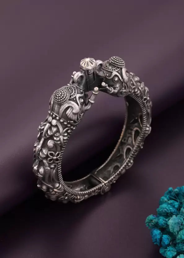 Elephant Kada Bangle – Traditional Silver Replica Best Openable Bracelet