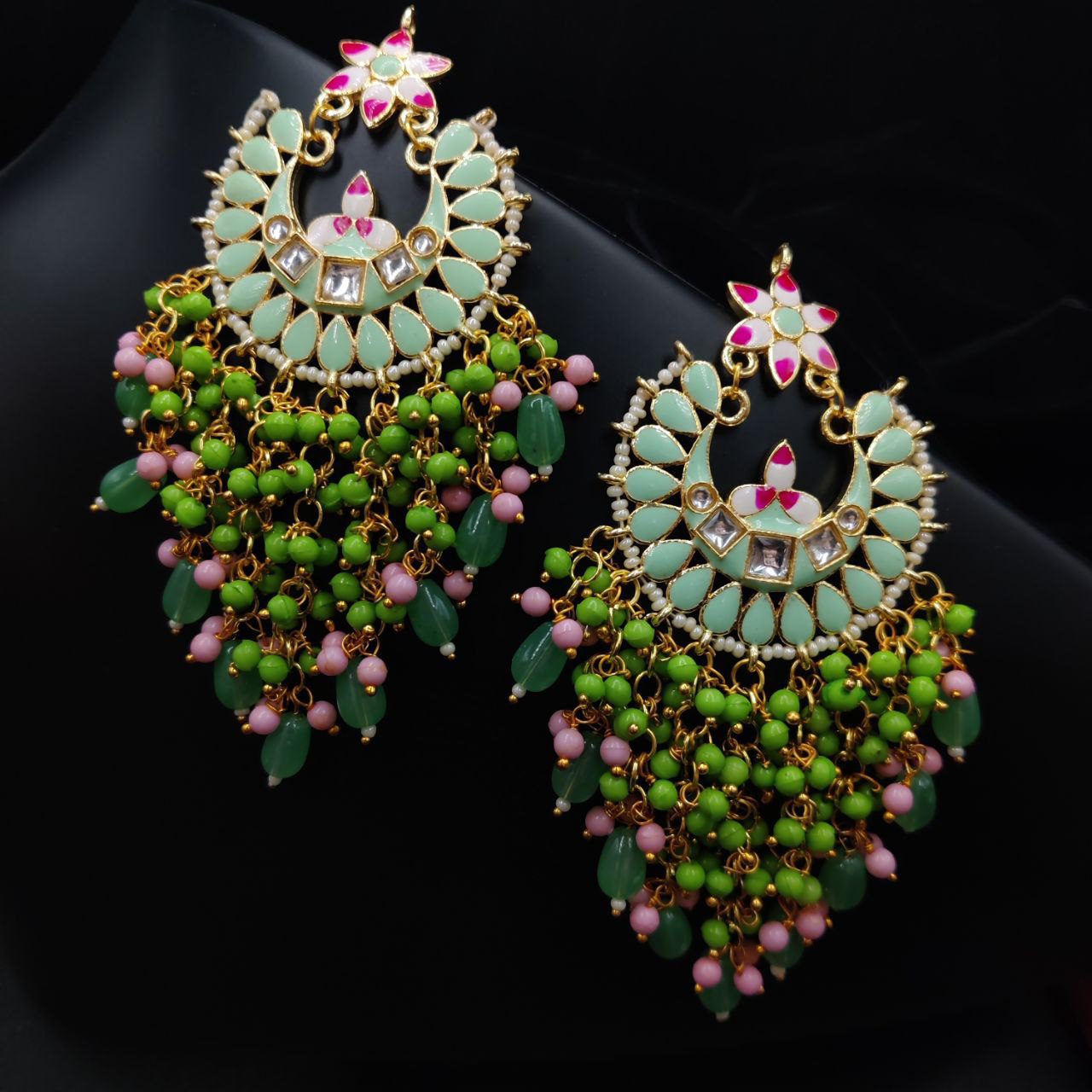 Vintage-inspired oxidized necklace with jhumka for a touch of elegance