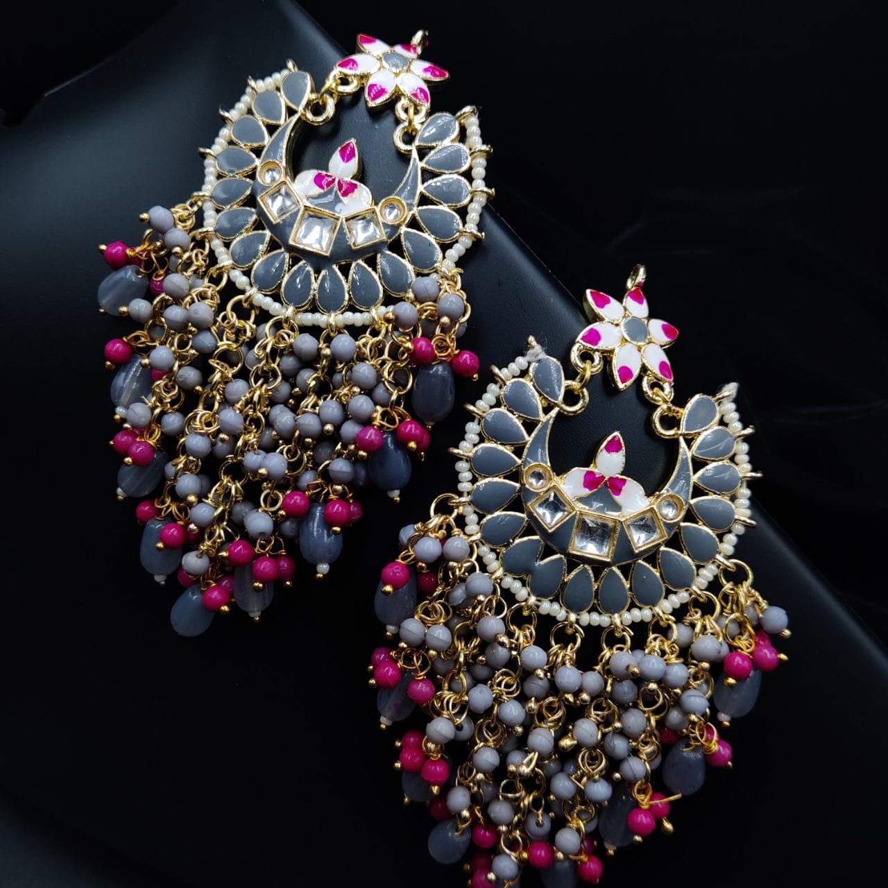 Vintage-inspired oxidized necklace with jhumka for a touch of elegance