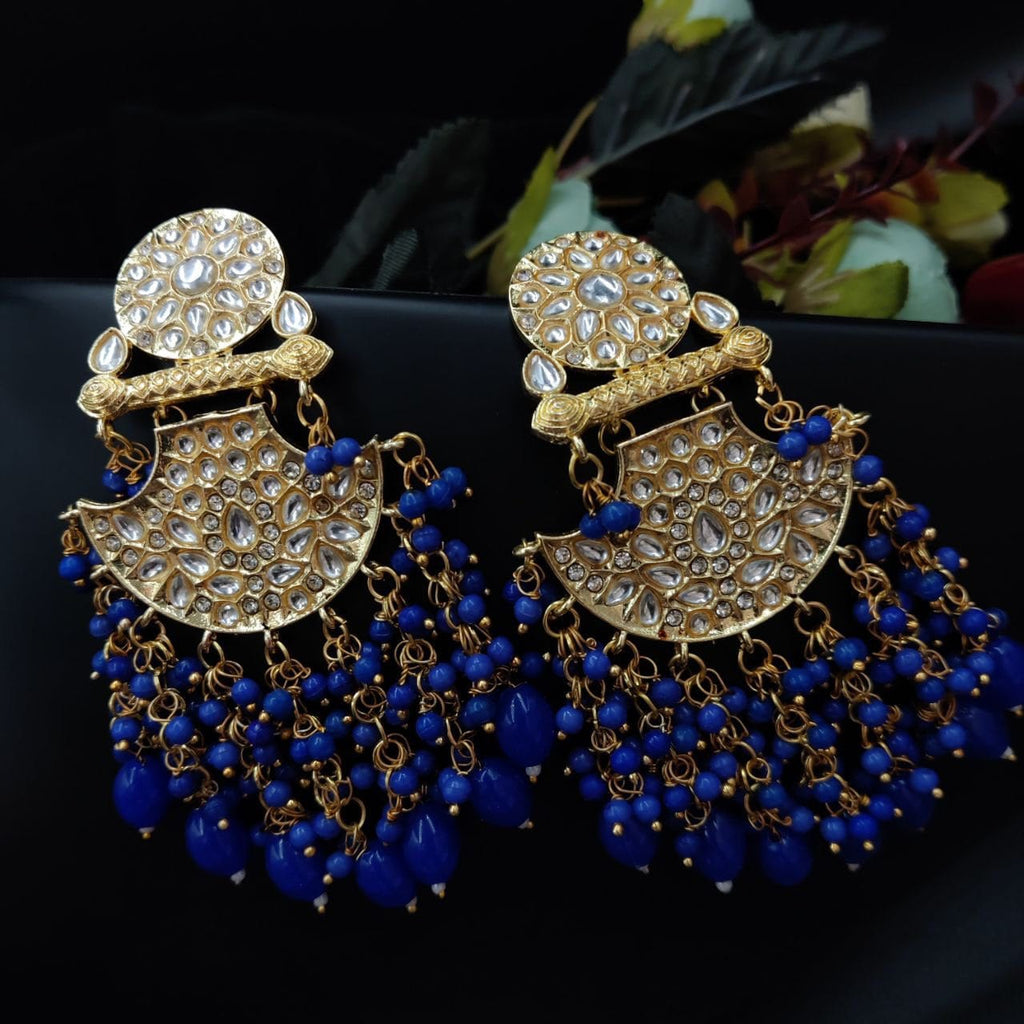 Traditional gold plated Meenakari Chandbali Earrings with Kundan Work