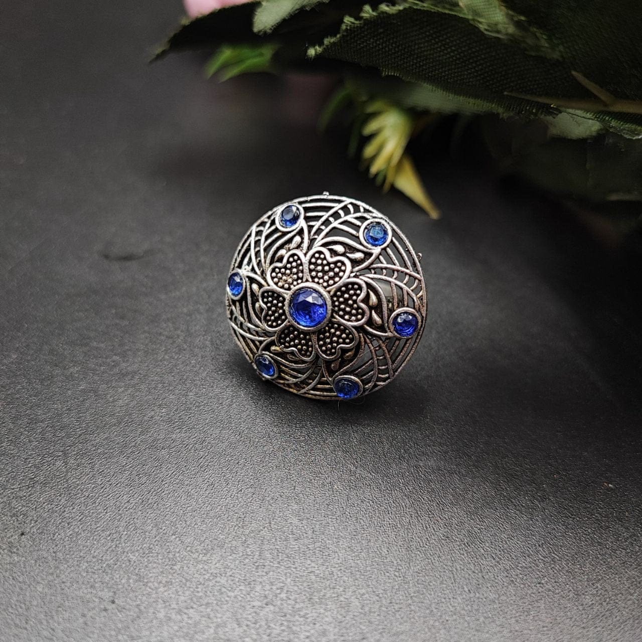 Round Shape Design Oxidised Silver Rings for Party Events