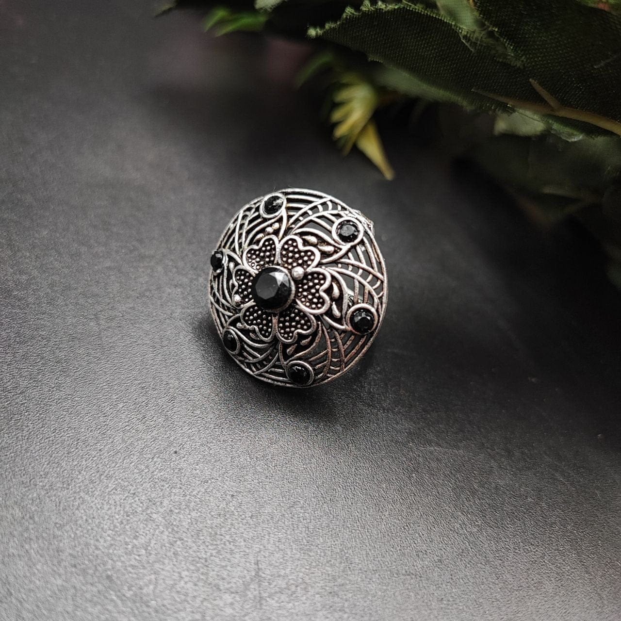 Round Shape Design Oxidised Silver Rings for Party Events