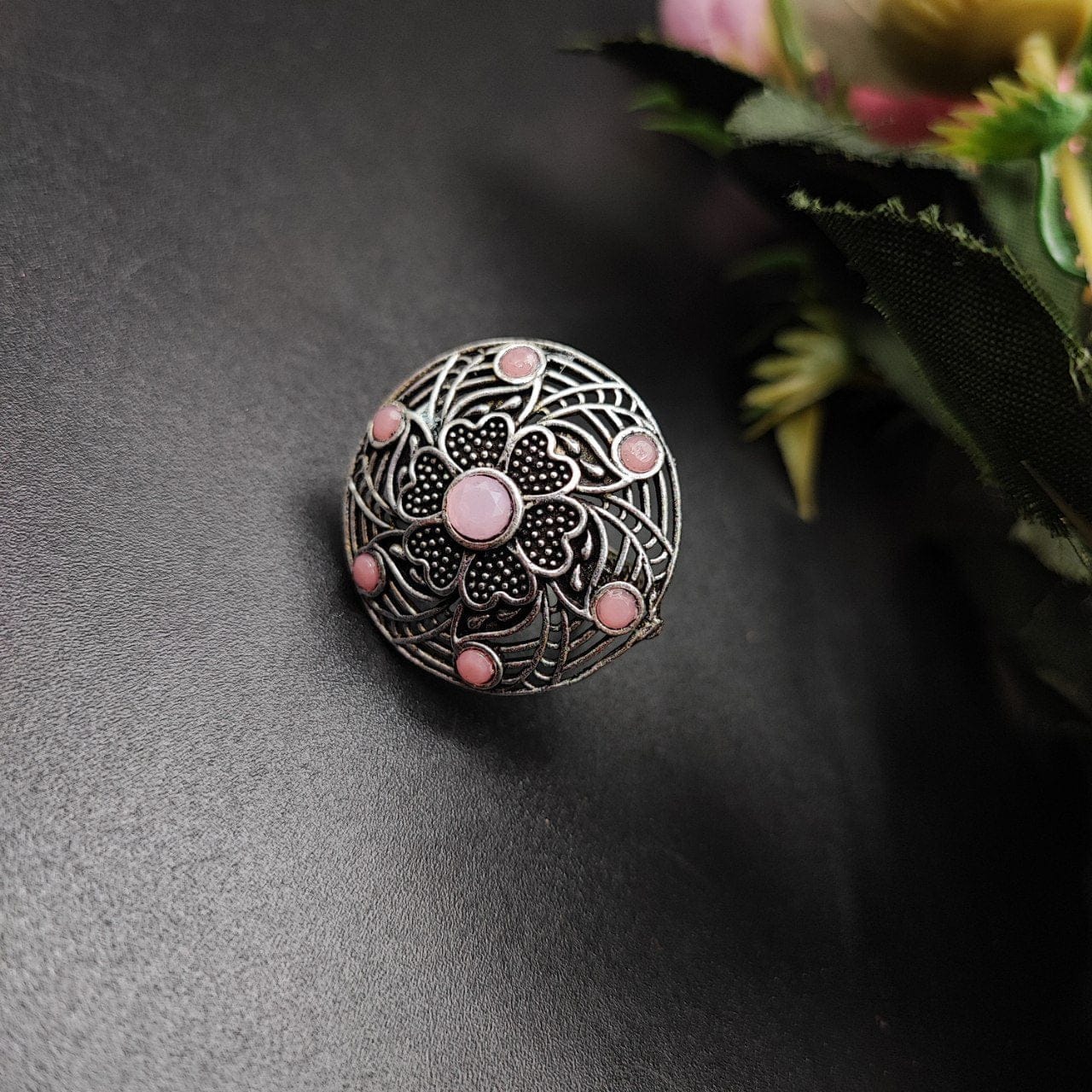 Round Shape Design Oxidised Silver Rings for Party Events