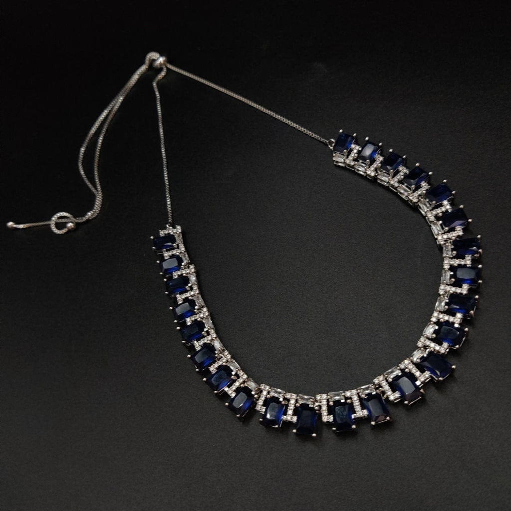 Intricate pendant necklace set with American diamonds