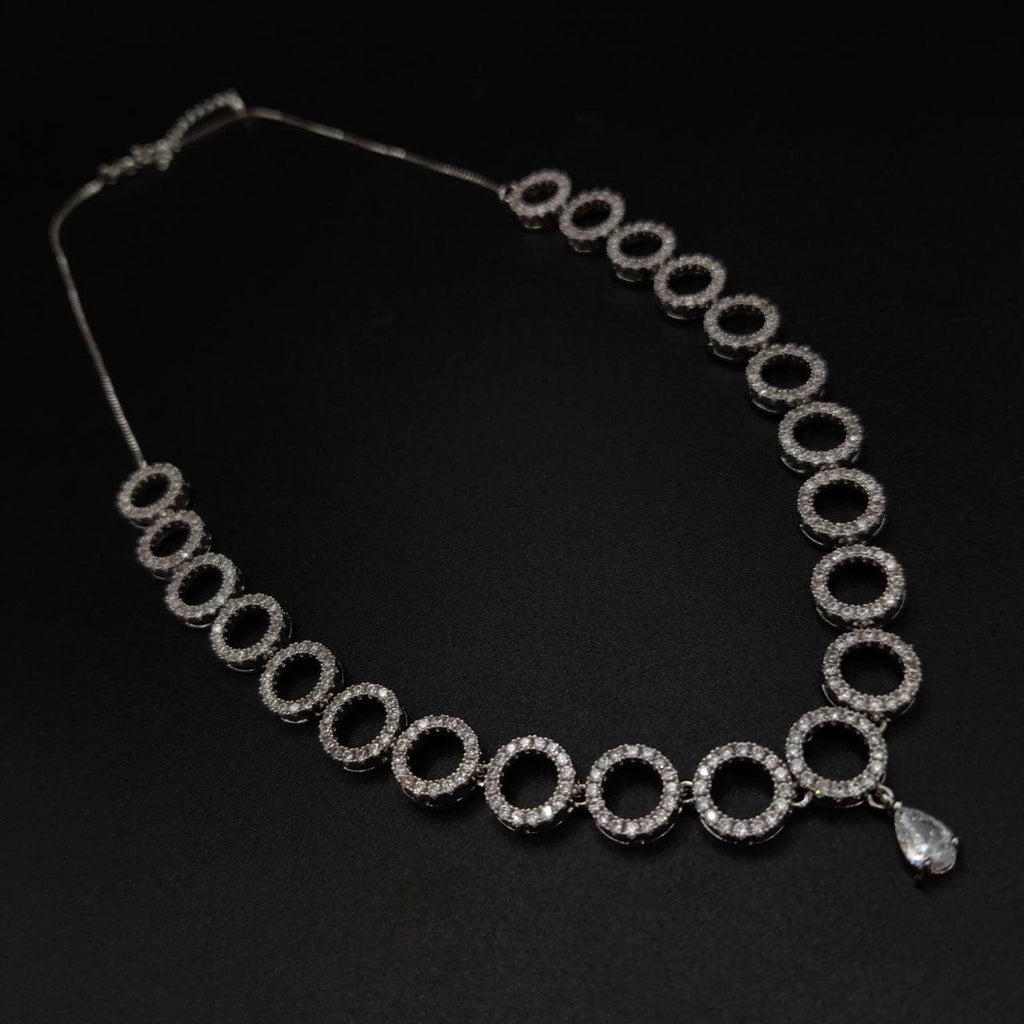 Cubic Zirconia Silver Rodium Necklace set for Girls