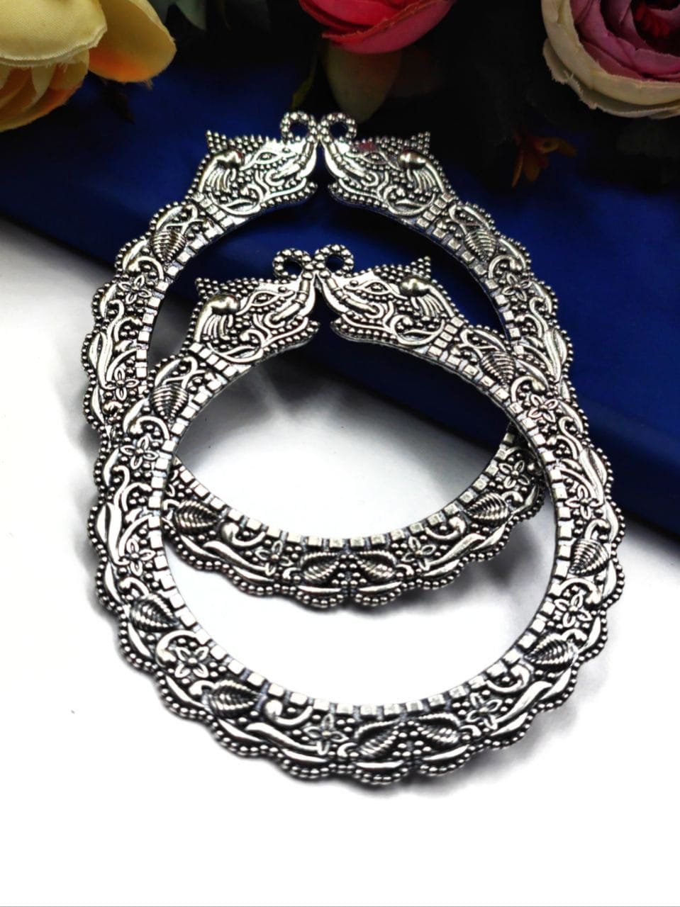 Oxidised German Silver Elephant Bangle For Girls